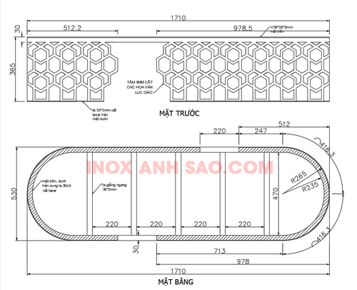 chan-ban-hoa-van-luc-giac-inox-304-ma-vang-bong