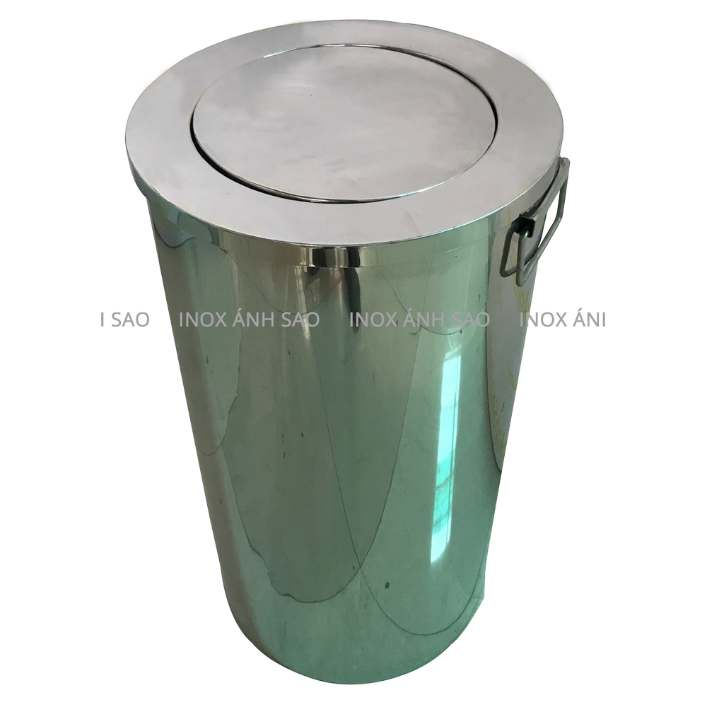 Thùng rác inox tròn dạng nắp lật